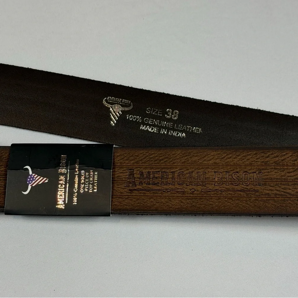 American Bison‎ 100% Genuine Leather Dark Brown Leather Belt-Size 36